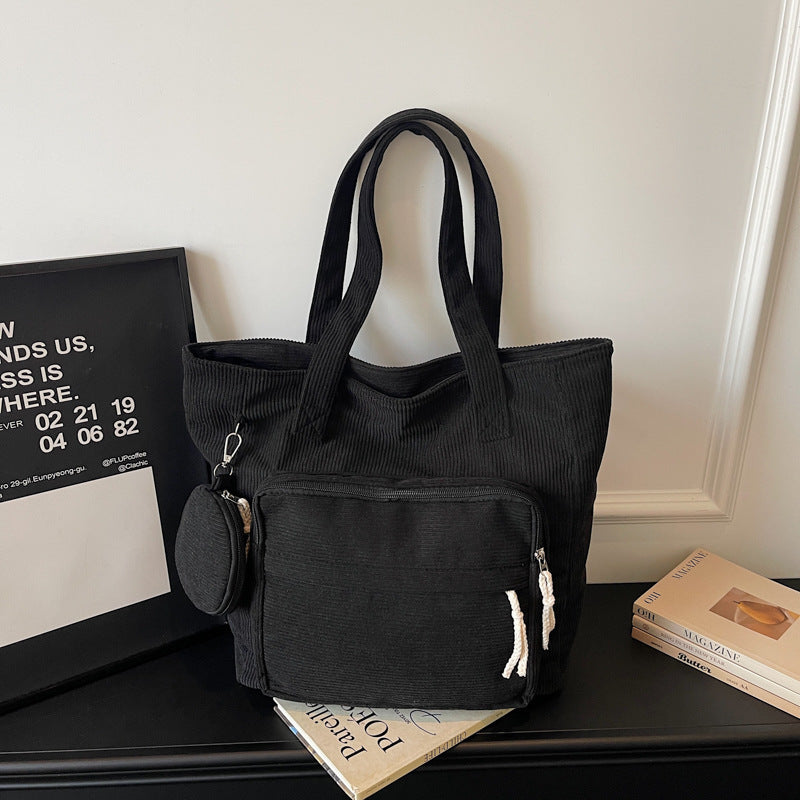Women's Corduroy Tote Bag in black - product photo 6