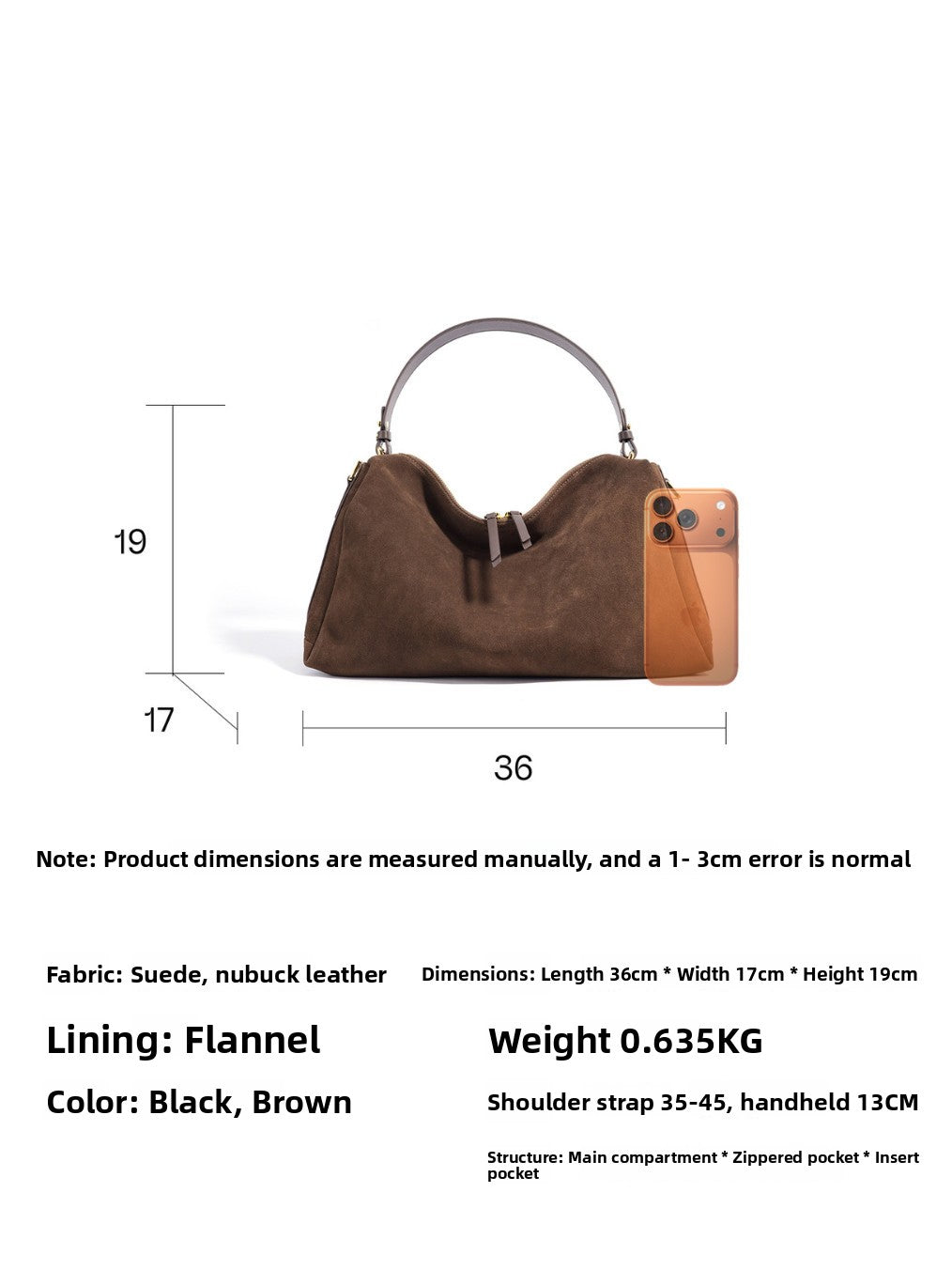 Women's Cowhide Handbag in brown - product photo 2