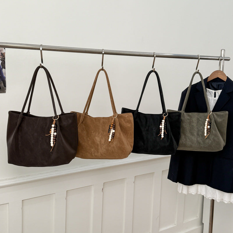 Women's Shoulder Bag in brown with pendant - product photo 4