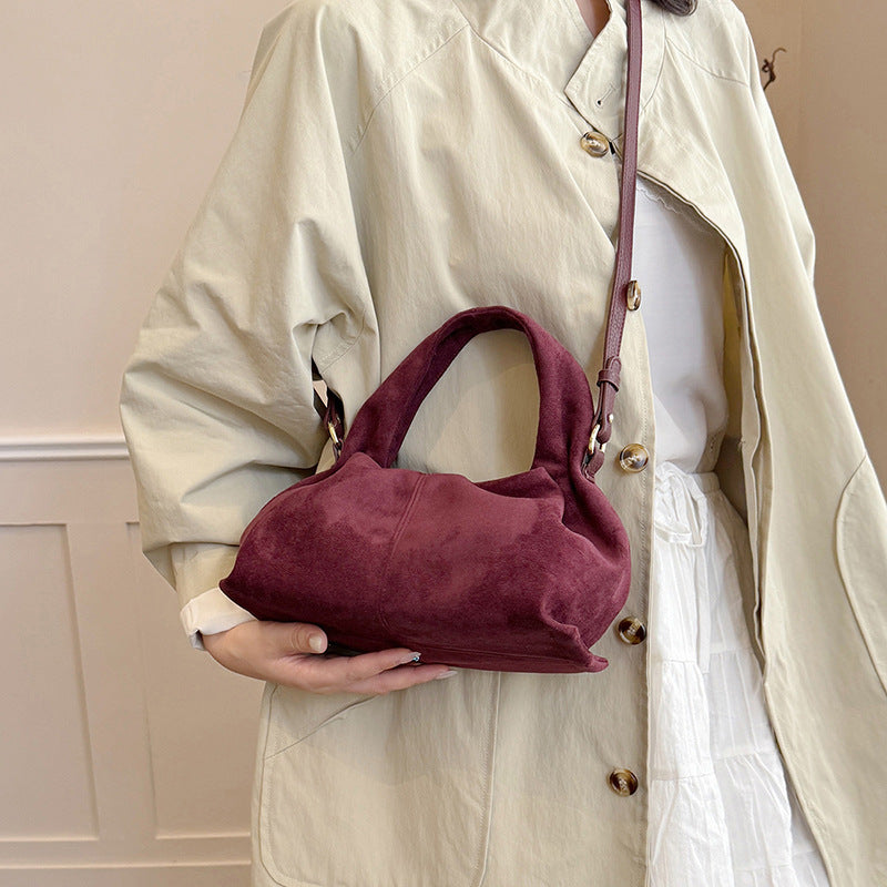 Women's Suede Handbag in coffee - product photo 4