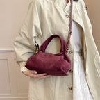 Women's Suede Handbag in coffee - product photo 4