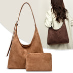 Suede Shoulder Bag with Inner Pocket