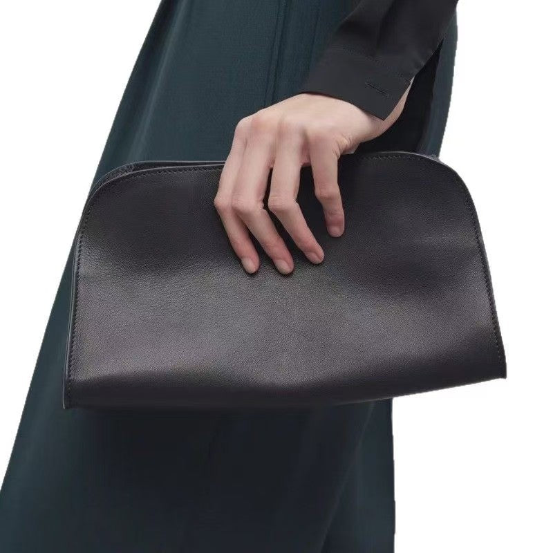 Women's Leather Bag in coffee color plain weave - product photo 7