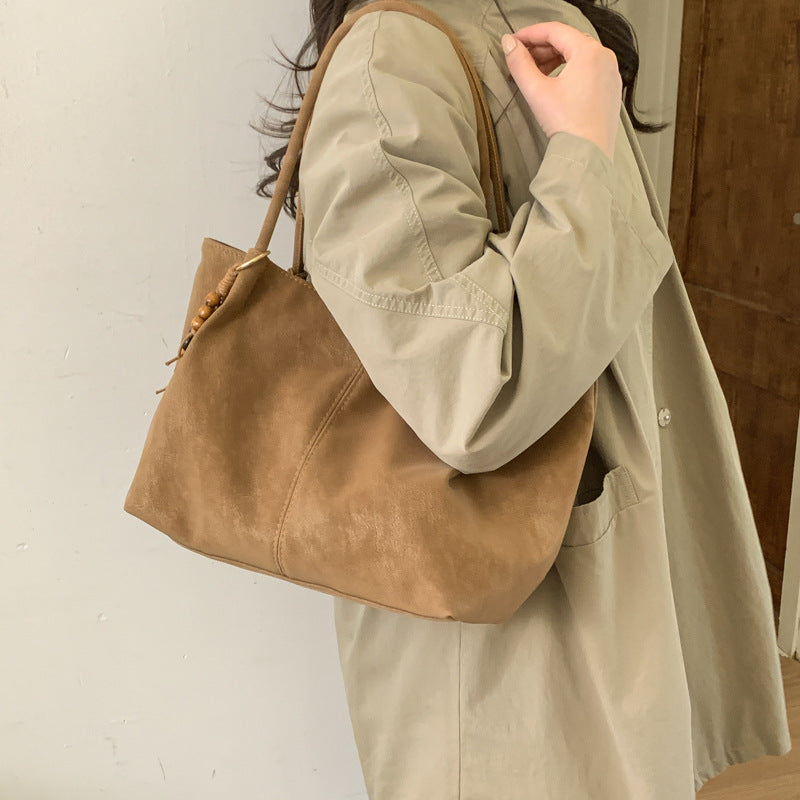 Women's Shoulder Bag in brown with pendant - product photo 3