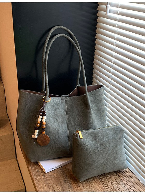 Women's PU Leather Tote Bag in black - product photo 1