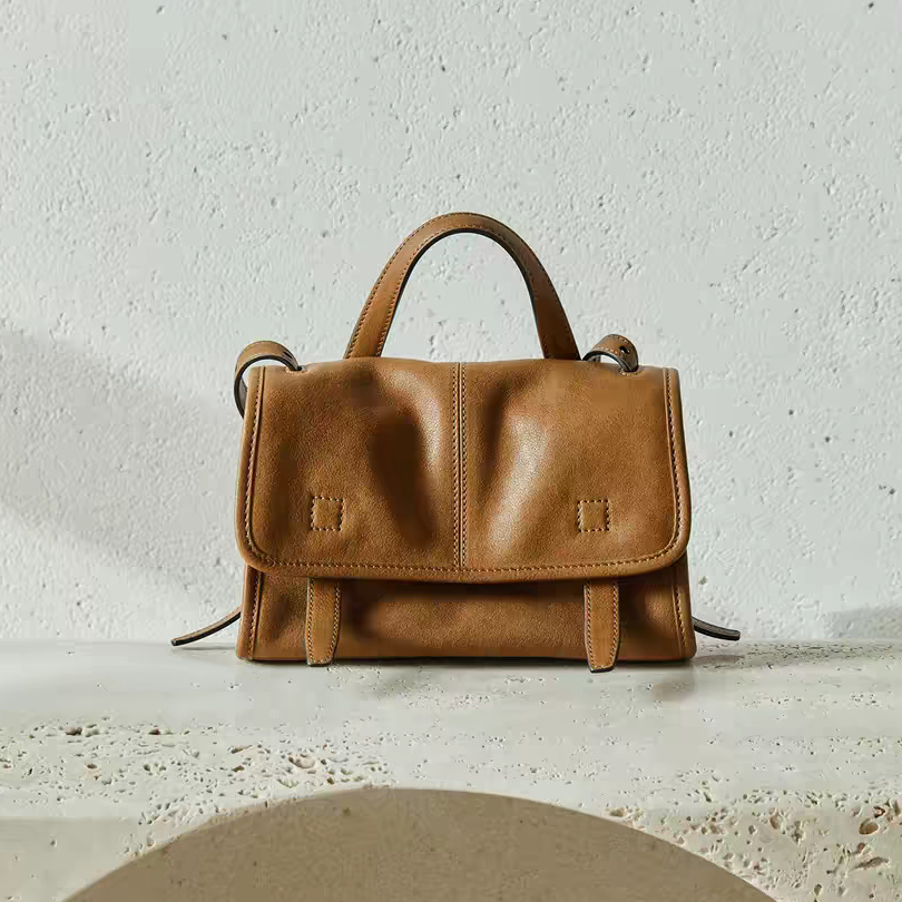 Women's Genuine Leather Crossbody Bag in elephant gray mini - product photo 1