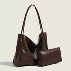 Women's Leather Tote Bag in black mother-in-law bag - product photo 2