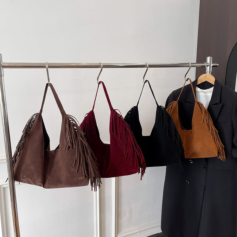 Women's Suede Tote Bag in black - product photo 1