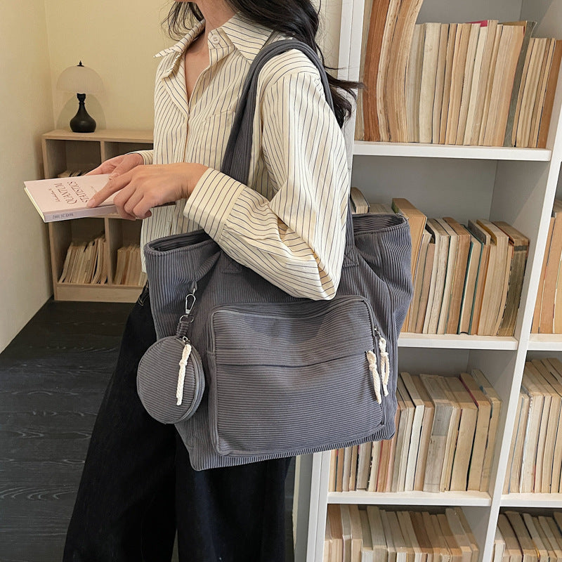 Women's Corduroy Tote Bag in black - product photo 9
