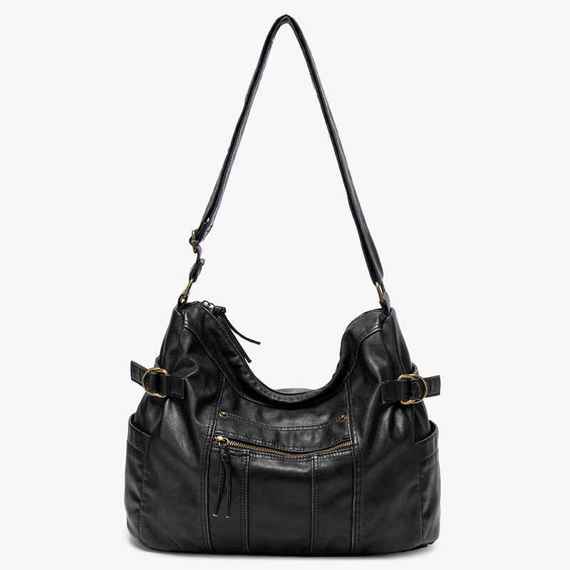 Women's Leather Shoulder Bag in black - product photo 6