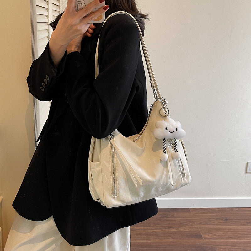 Women's Backpack in off-white with pendant - product photo 1