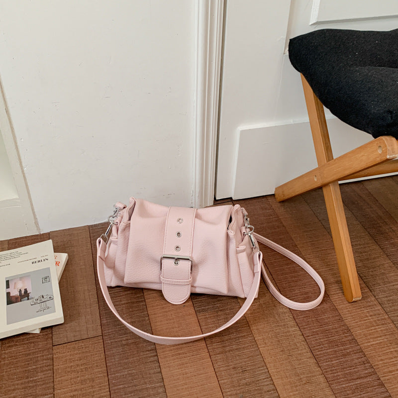 Solid-Color Single-Shoulder Underarm Bag in Pink
