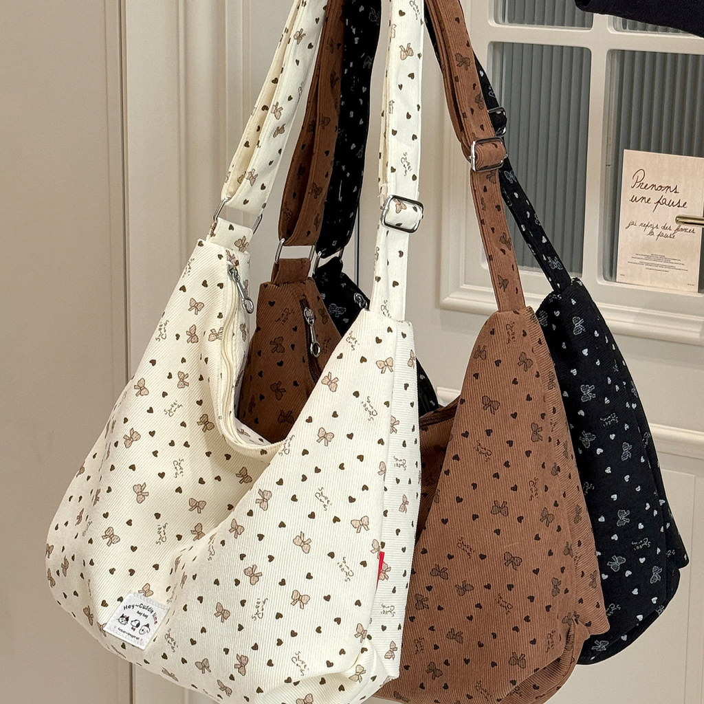 Women's Corduroy Crossbody Bag in cream white - product photo 1