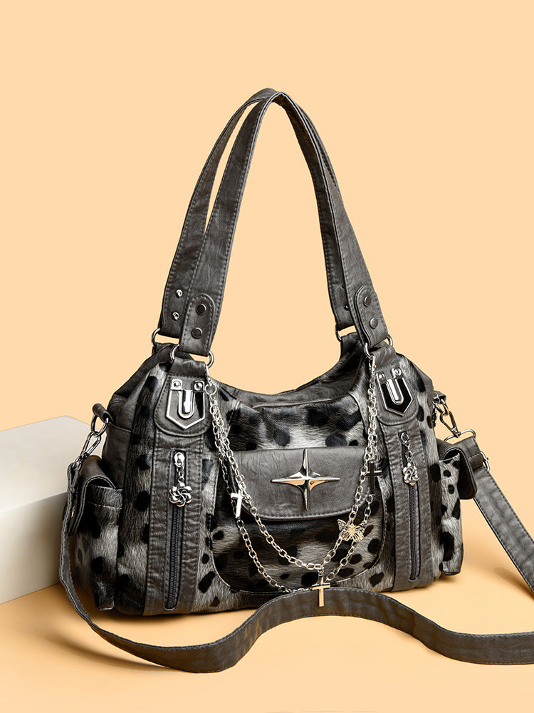 Women's Tote Bag in gray leopard print - product photo 1