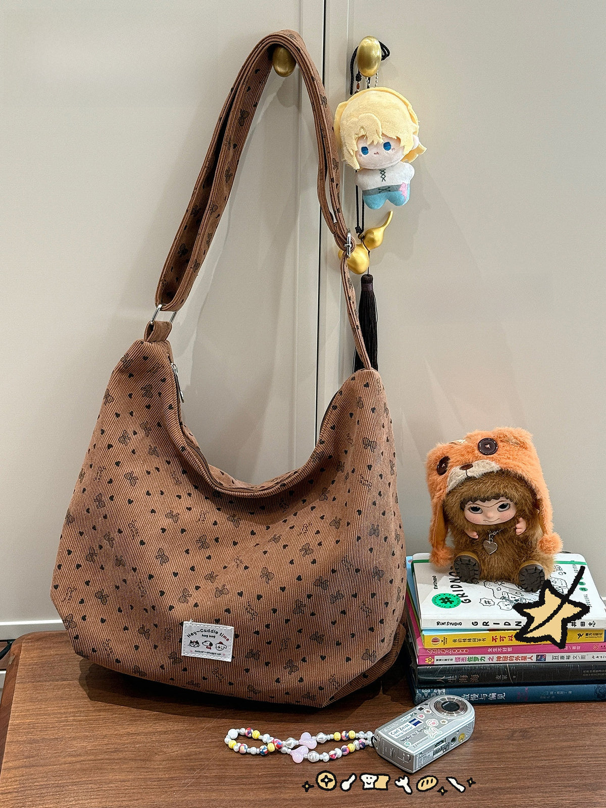 Women's Corduroy Crossbody Bag in cream white - product photo 7