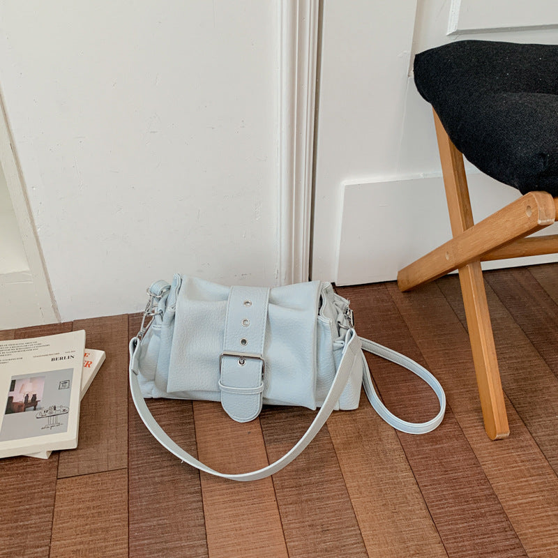 Solid-Color Single-Shoulder Underarm Bag in Blue