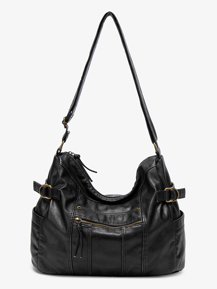 Women's Leather Shoulder Bag in black - product photo 2