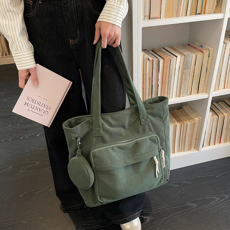 Women's Corduroy Tote Bag in black - product photo 8