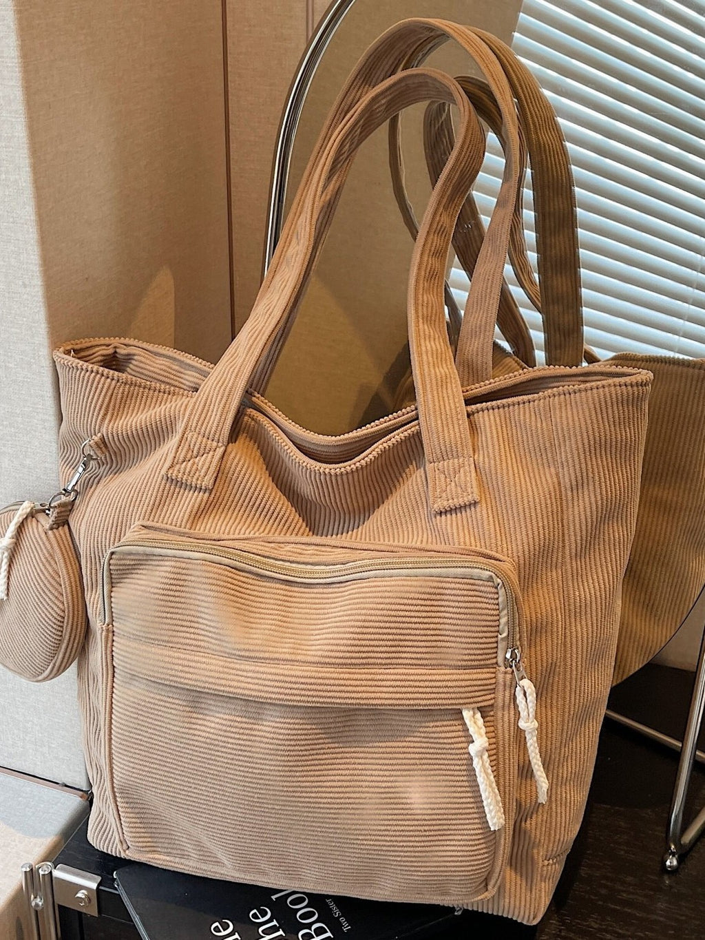 Women's Corduroy Tote Bag in black - product photo 5