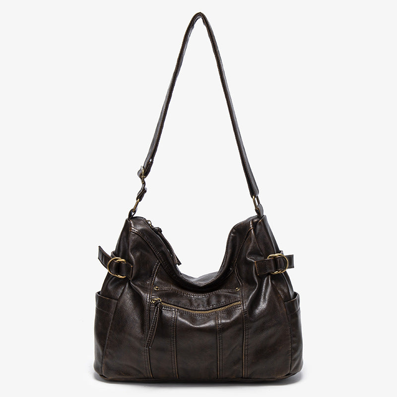 Women's Leather Shoulder Bag in black - product photo 7