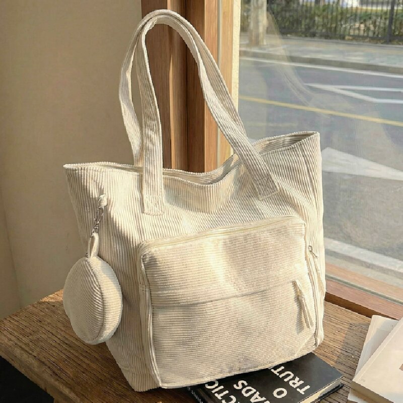 Women's Corduroy Tote Bag in black - product photo 7
