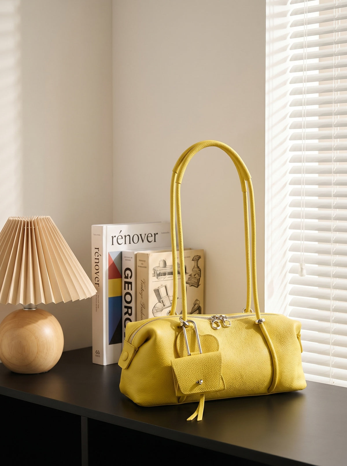 Women's Genuine Leather Shoulder Bag in sunset yellow - product photo 3