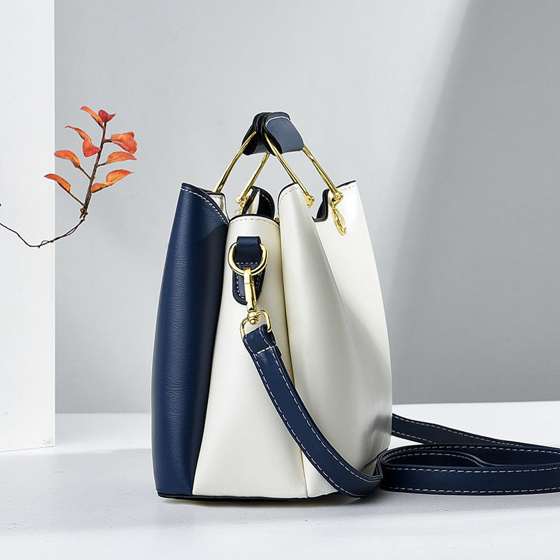 Women's Bucket Bag in white with blue - product photo 5