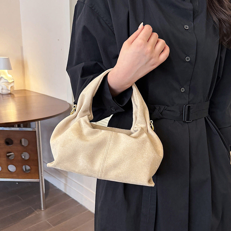 Women's Suede Handbag in coffee - product photo 2