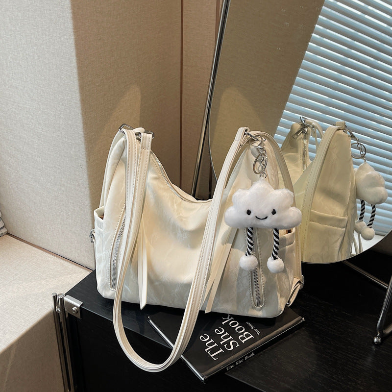 Women's Backpack in off-white with pendant - product photo 5