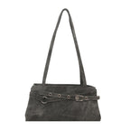 Women's Suede Shoulder Bag in black - product photo 6