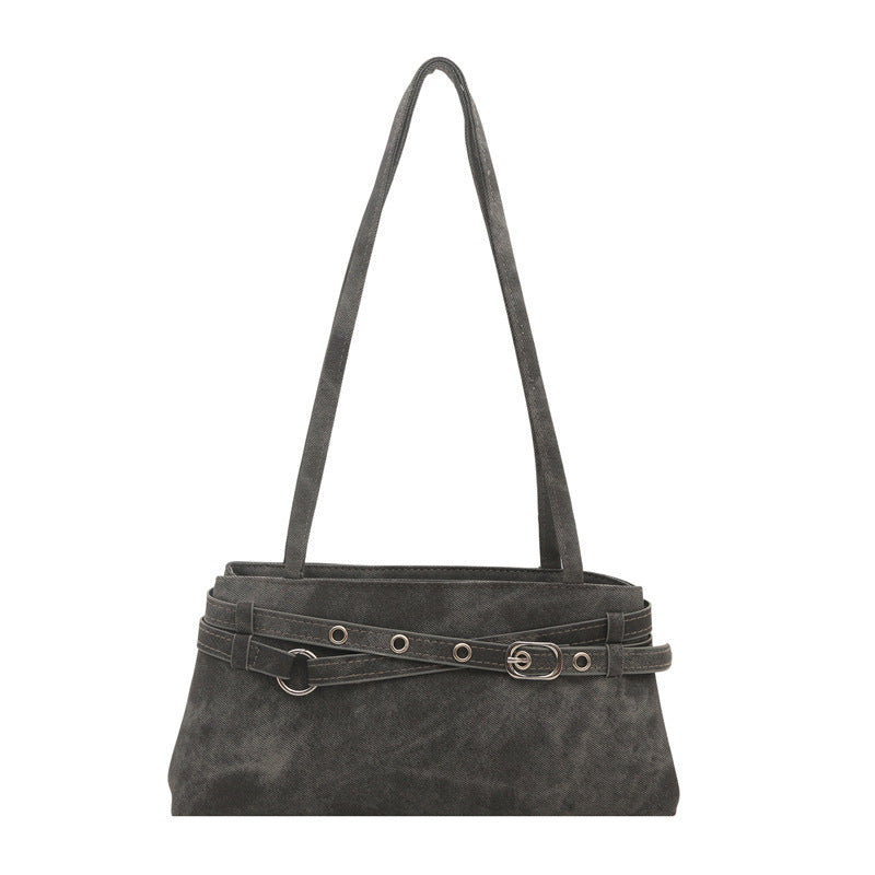 Women's Suede Shoulder Bag in black - product photo 6