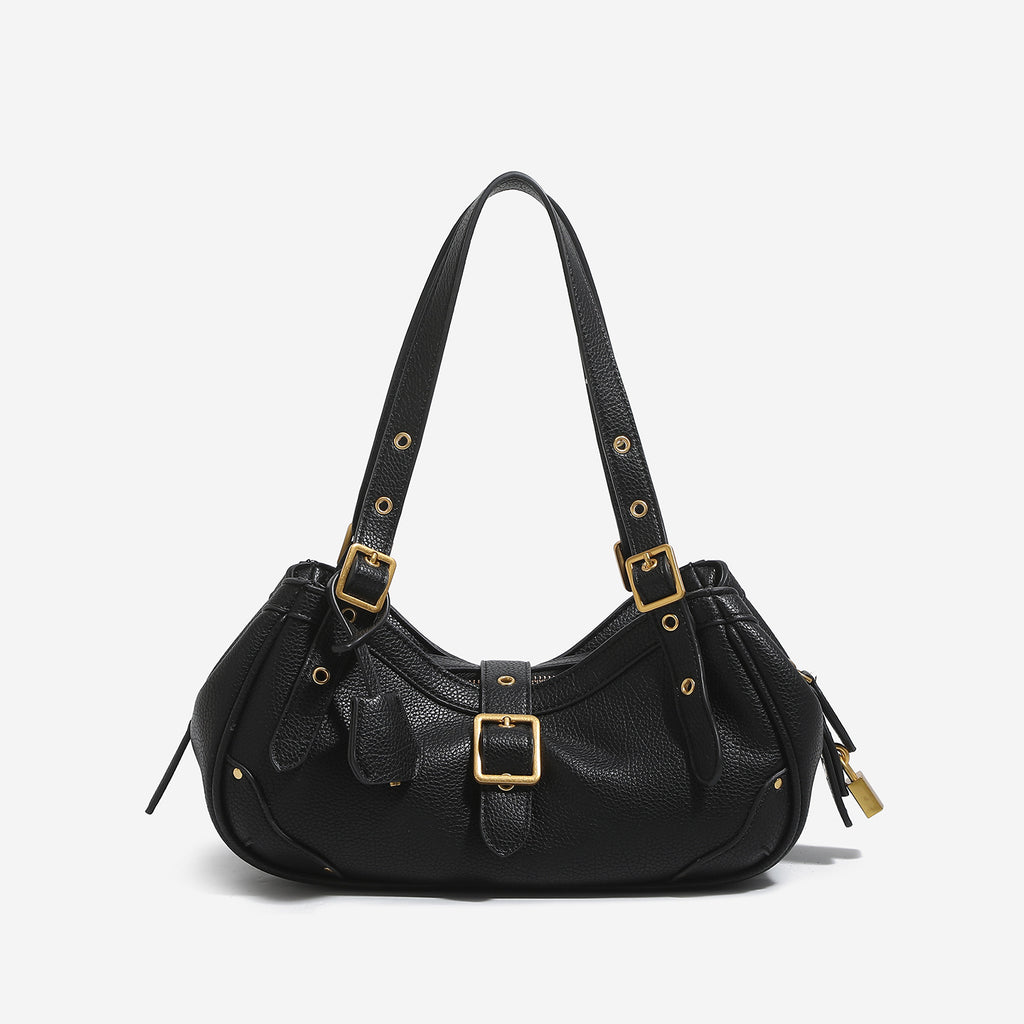 Women's Cowhide Shoulder Bag in black - product photo 5