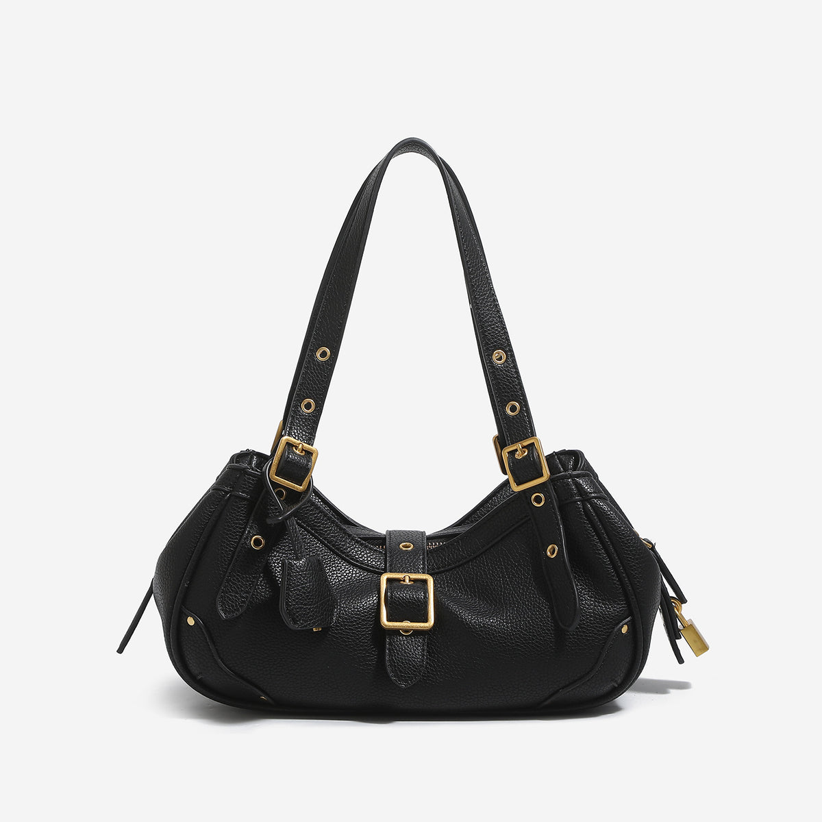 Women's Cowhide Shoulder Bag in black - product photo 5