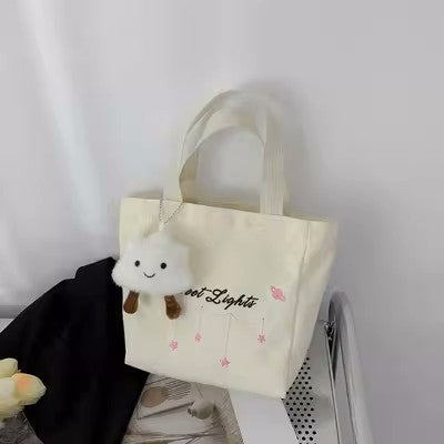 Women's Canvas Shoulder Bag in white no pendant - product photo 11