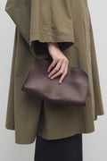 Women's Leather Bag in coffee color plain weave - product photo 6