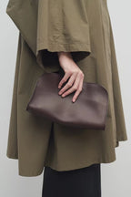 Women's Leather Bag in coffee color plain weave - product photo 6