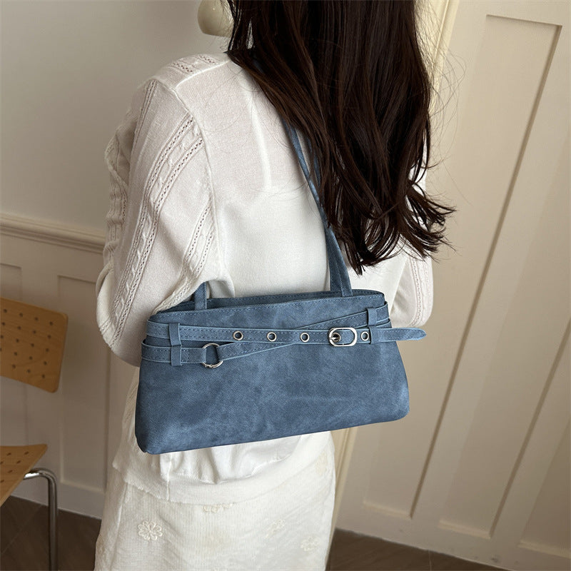 Women's Suede Shoulder Bag in black - product photo 1