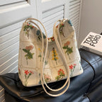 Women's Canvas Bucket Bag in off-white embroidery - product photo 2