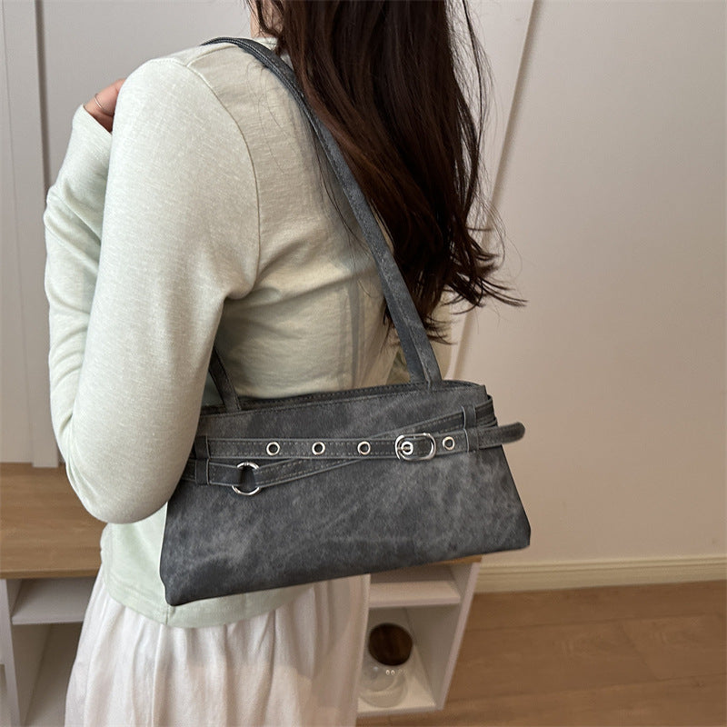 Women's Suede Shoulder Bag in black - product photo 2