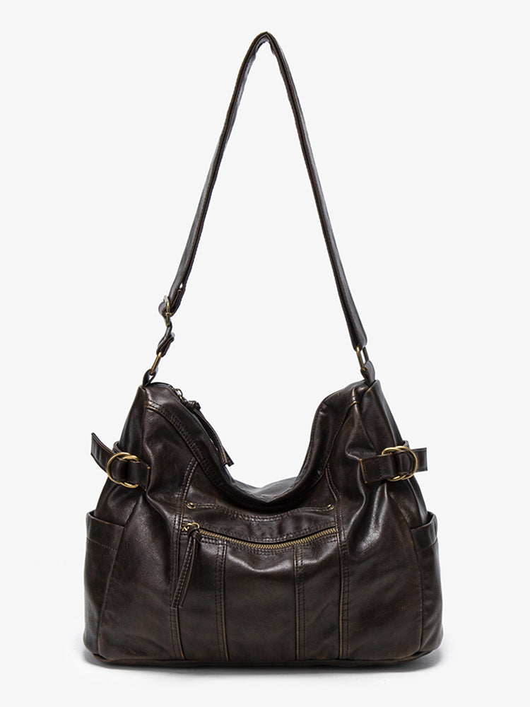 Women's Leather Shoulder Bag in black - product photo 3