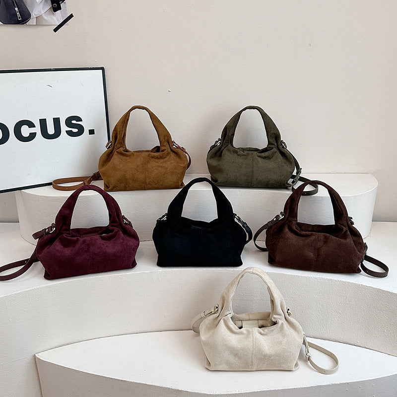 Women's Suede Handbag in coffee - product photo 5