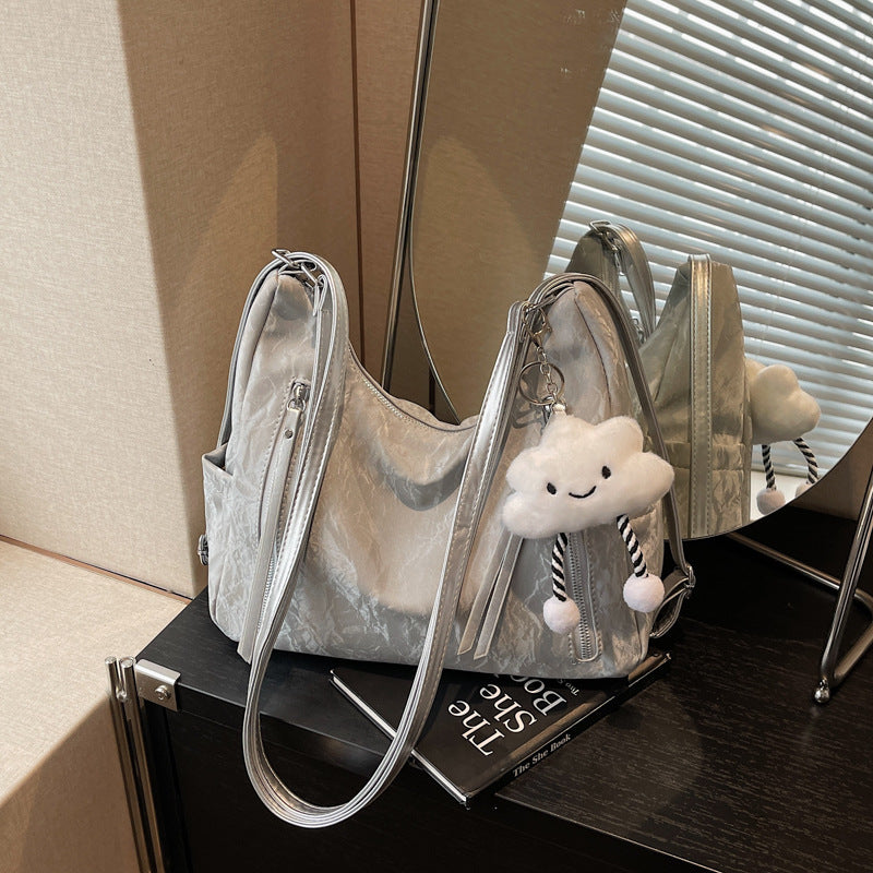 Women's Backpack in off-white with pendant - product photo 7
