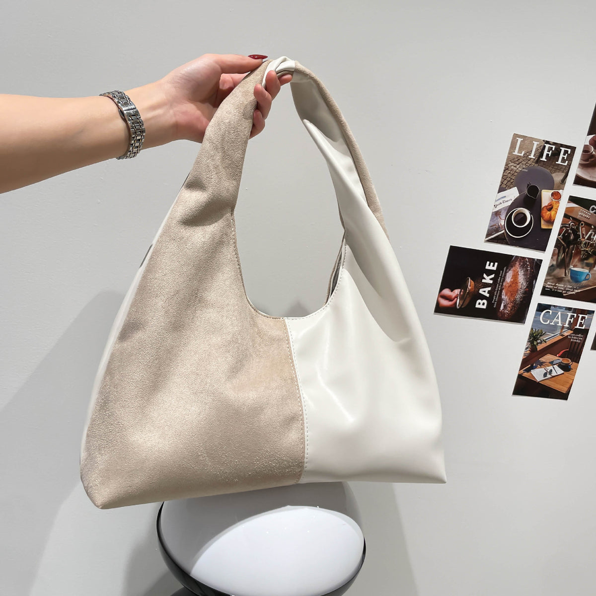Women's Suede Shoulder Bag in black - product photo 7