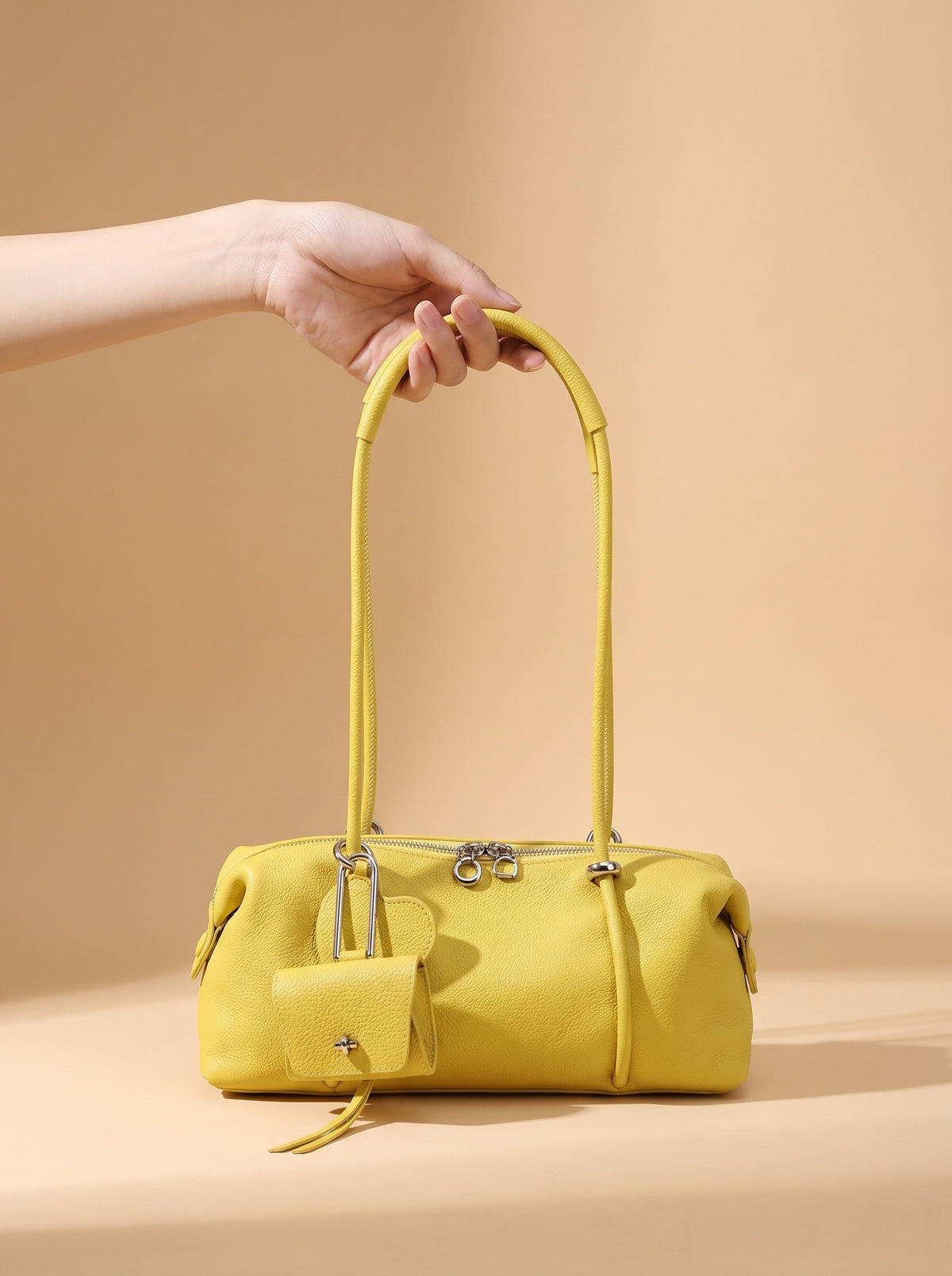 Women's Genuine Leather Shoulder Bag in sunset yellow - product photo 4