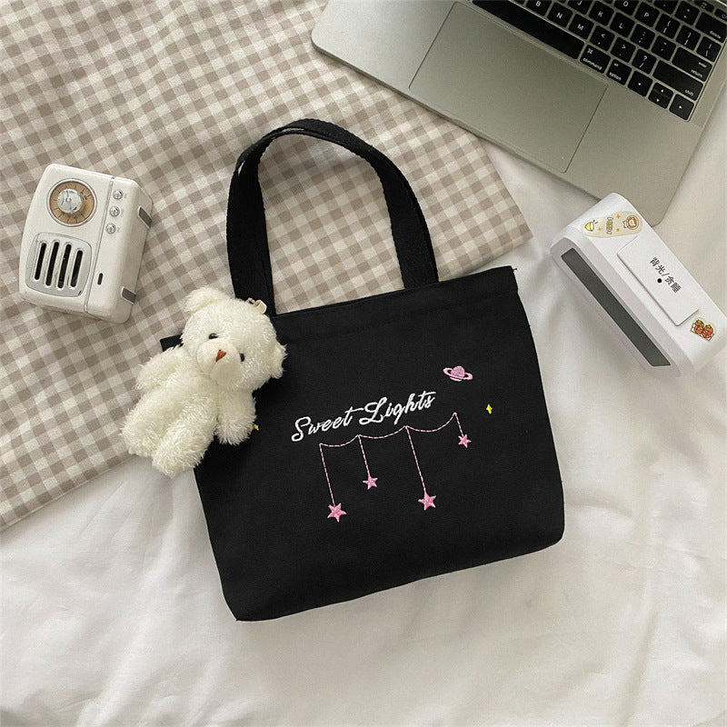Women's Canvas Shoulder Bag in white no pendant - product photo 5