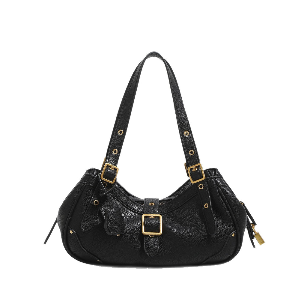 Women's Cowhide Shoulder Bag in black - product photo 2