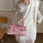 Women's Suede Shoulder Bag in black - product photo 4