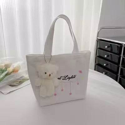 Women's Canvas Shoulder Bag in white no pendant - product photo 12