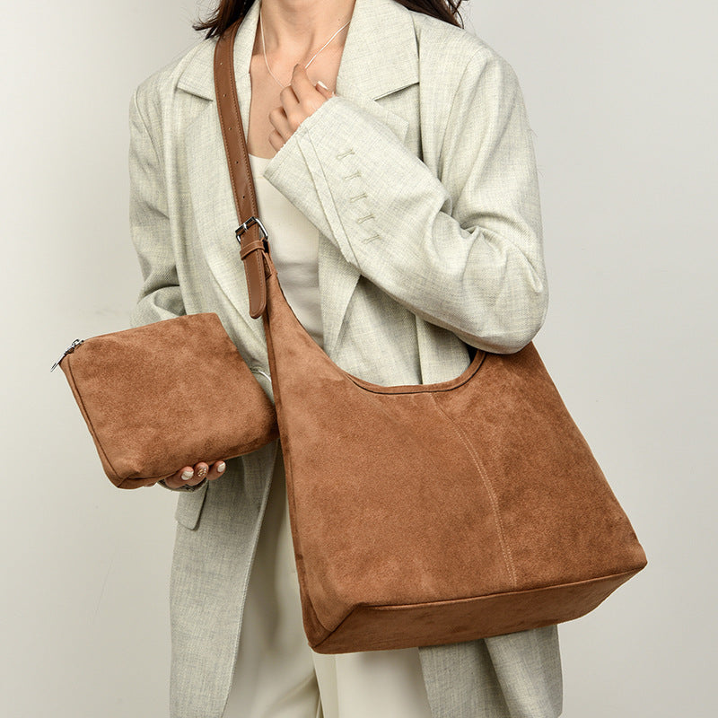 Suede Shoulder Bag with Inner Pocket - view 4