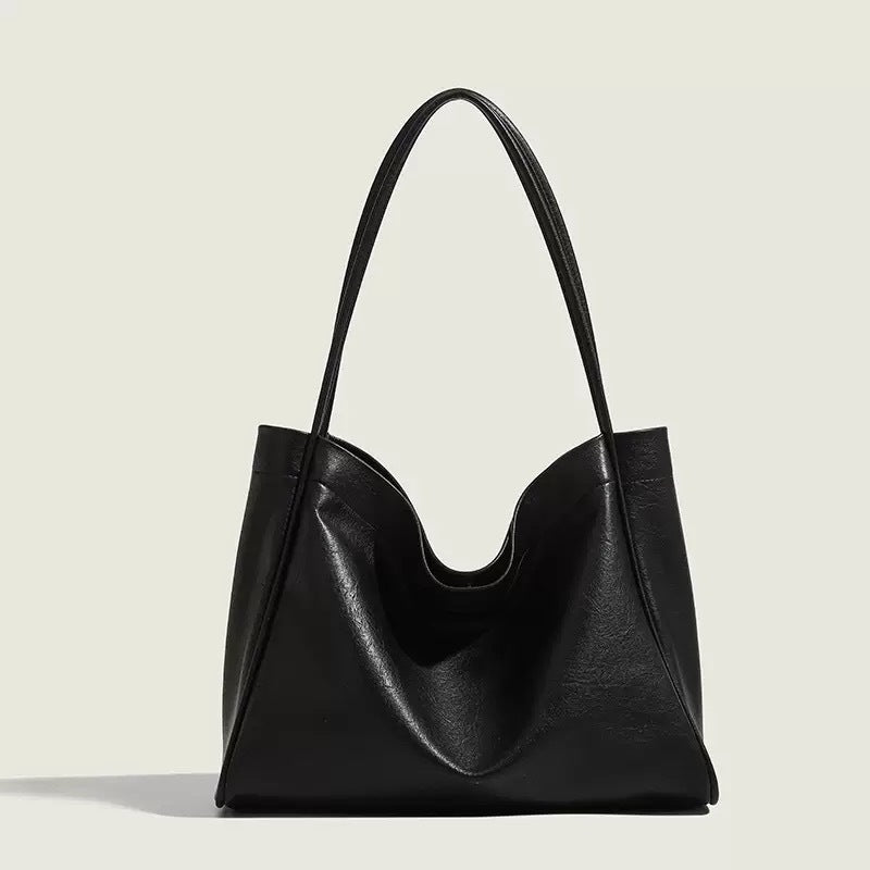 Women's Leather Tote Bag in black mother-in-law bag - product photo 3